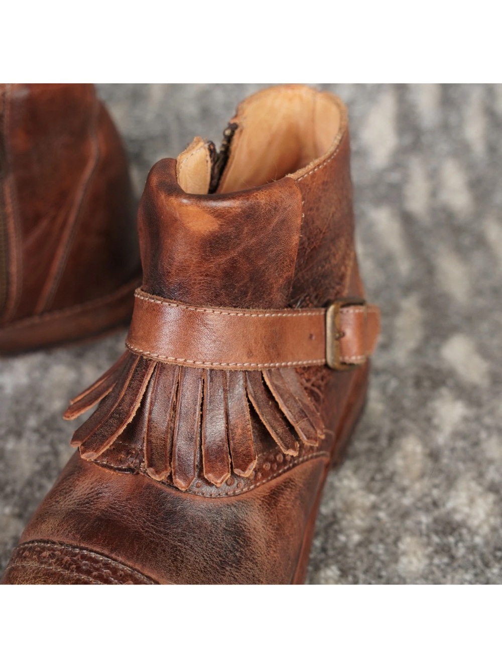 Bed Stu Cobbler Ankle Bootie With Fringe Women’s US8 Brown Leather Inside & Out - Picture 14 of 15